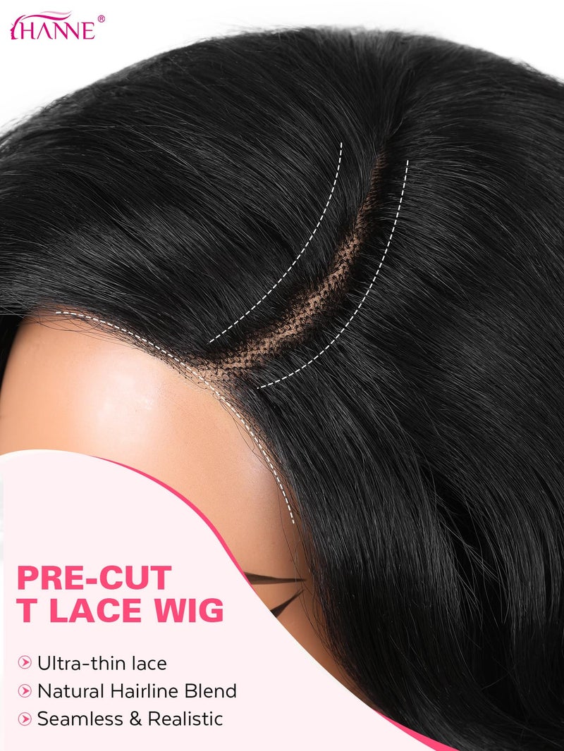HANNE T Lace Short Curly Wigs for Black Women 13 * 4 * 1 Pre Cut Curly Synthetic Lace Wig 9 Inch Short Curly Wigs (Natural Black) - Image 3